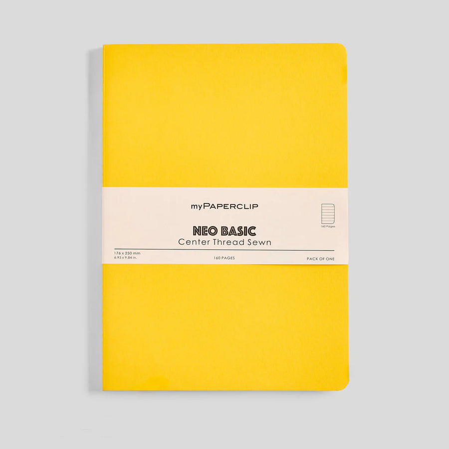 MYPAPERCLIP Centre Thread Sewn Notebook – B5 | 160 Pages, Plain | Yellow Cover