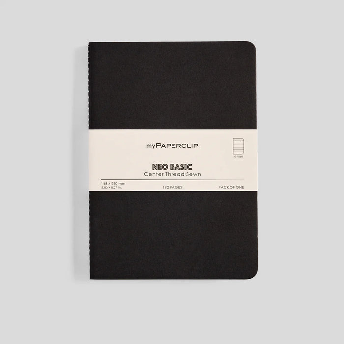MYPAPERCLIP Notebook – A5 | 192 Ruled Pages | Black Cover | 80 GSM