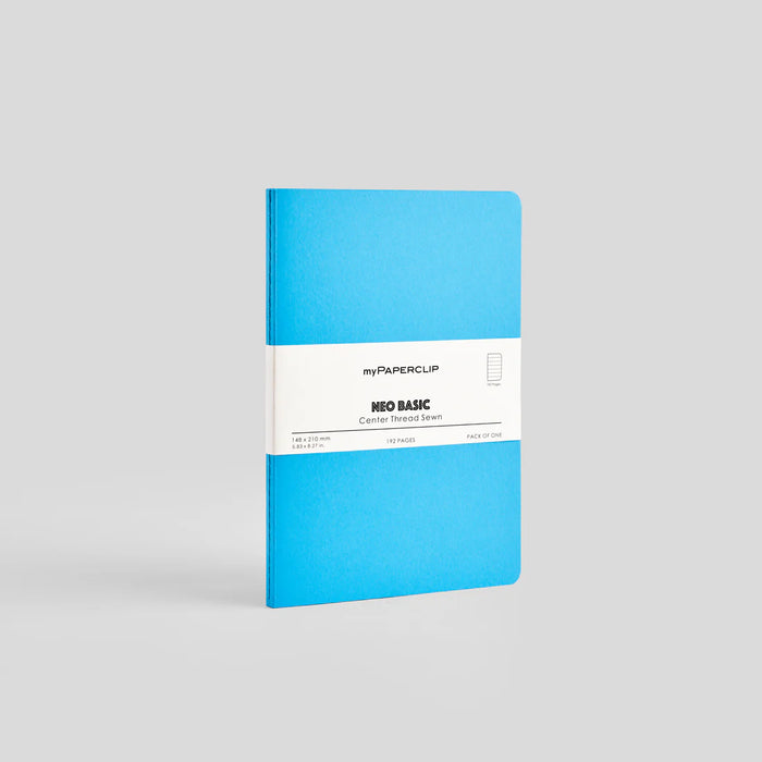 MYPAPERCLIP Notebook – A5 | 192 Ruled Pages | Light Blue Cover | 80 GSM