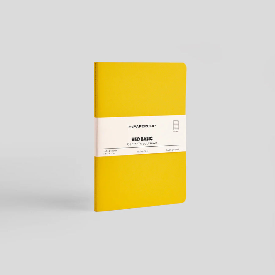 myPAPERCLIP Centre Thread Sewn Notebook – A5 (Yellow, 192 Pages)