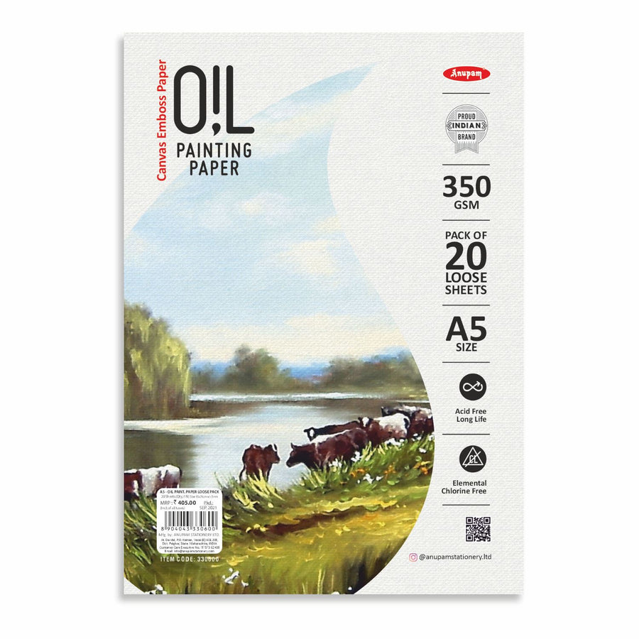 Anupam - Oil Painting Paper (Canvas Emboss Paper) 350GSM/A5