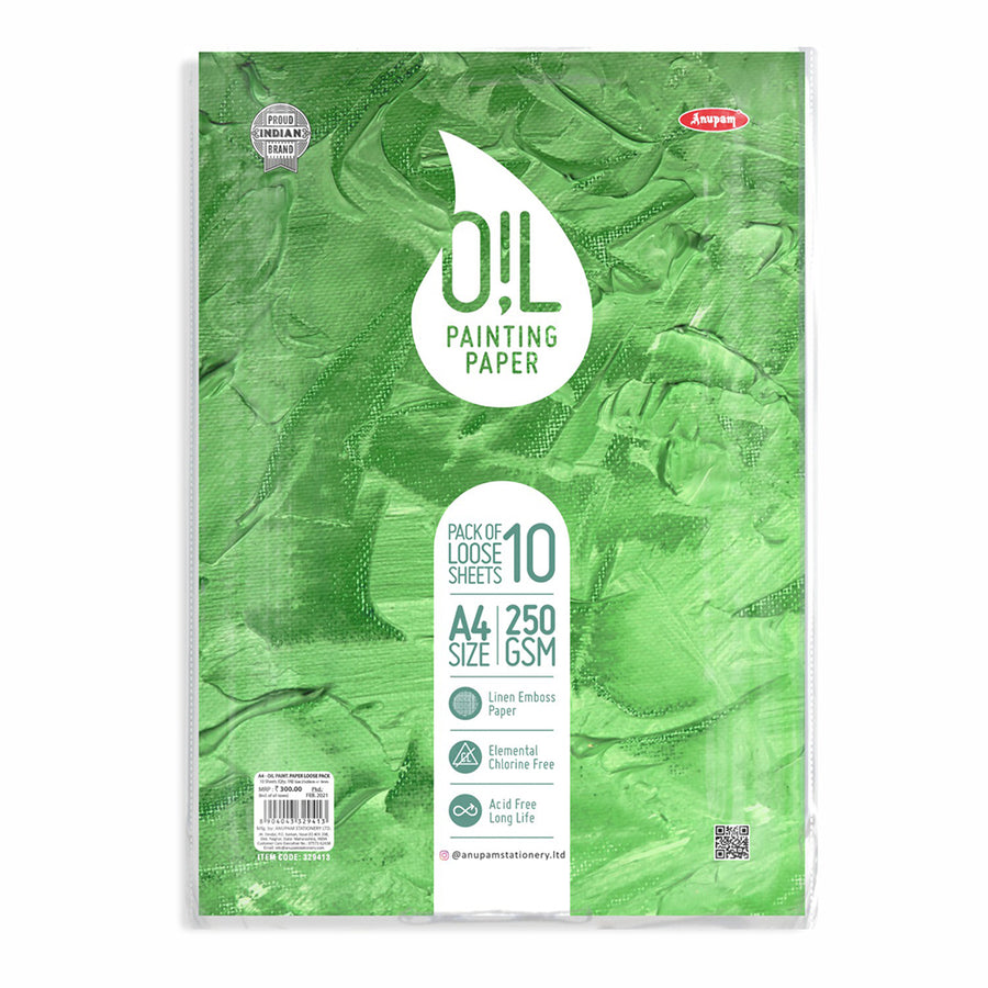 Anupam - Oil Painting Paper Pack of 10 Loose Sheets A4/250GSM
