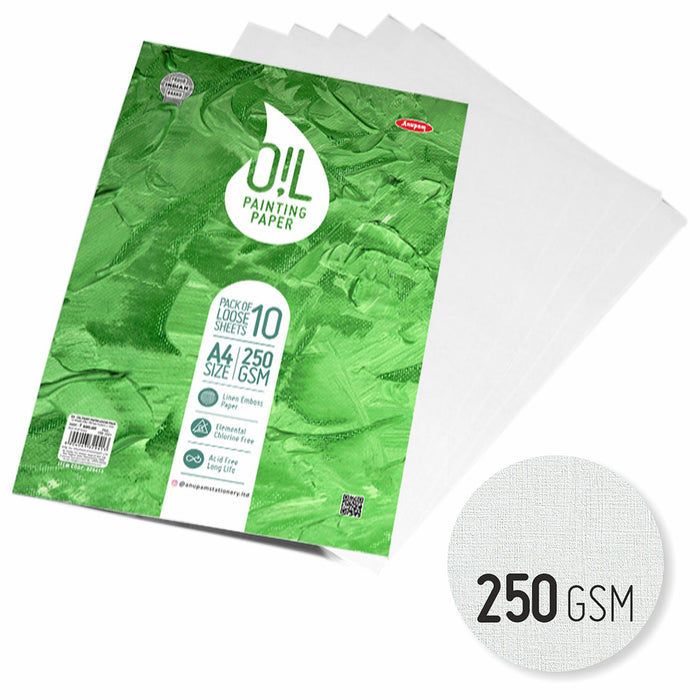 Anupam - Oil Painting Paper Pack of 10 Loose Sheets A4/250GSM