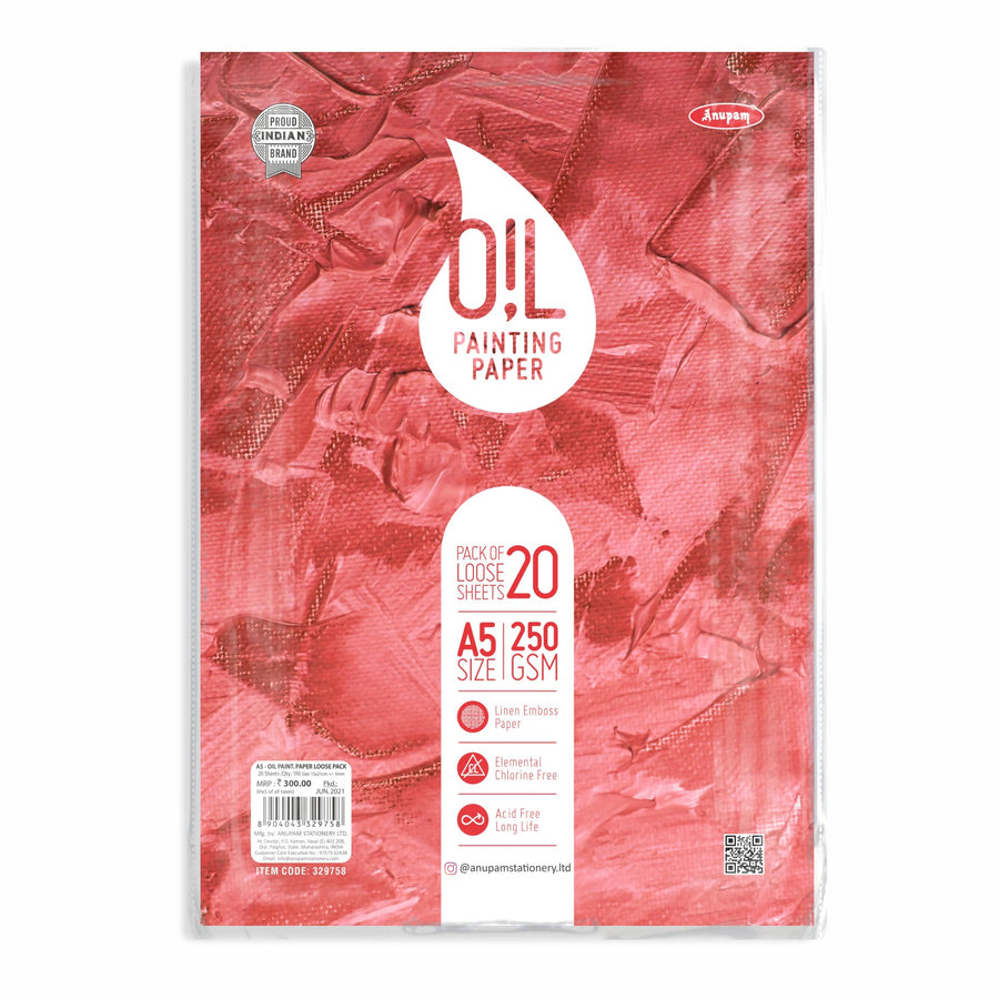 Anupam - Oil Painting Paper Loose Sheets - 20, A5/250 GSM