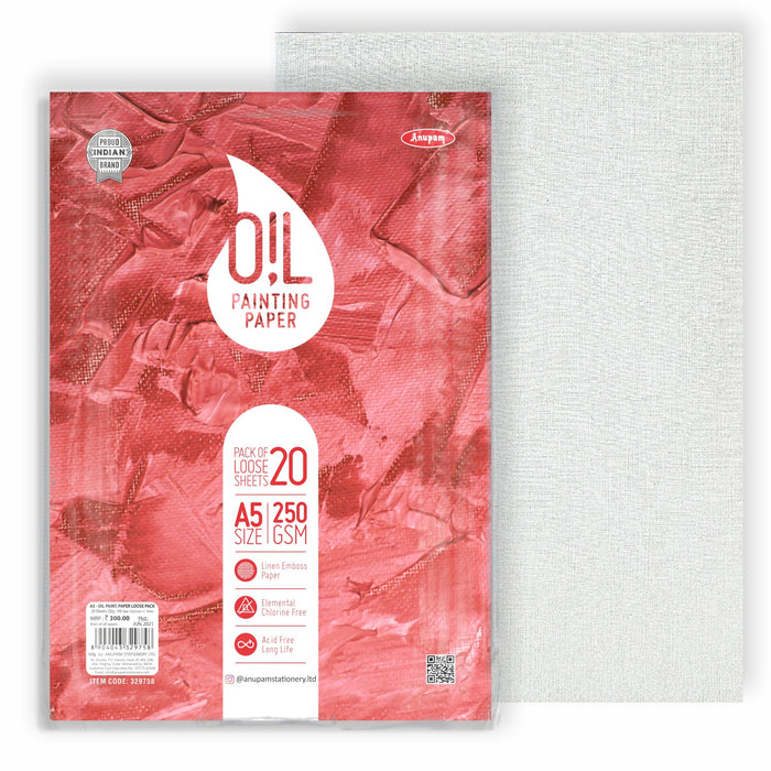 Anupam - Oil Painting Paper Loose Sheets - 20, A5/250 GSM