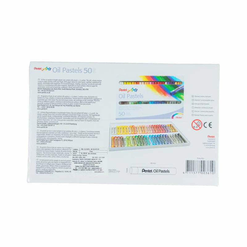 Pentel Arts Oil Pastels – Set of 50 Colours