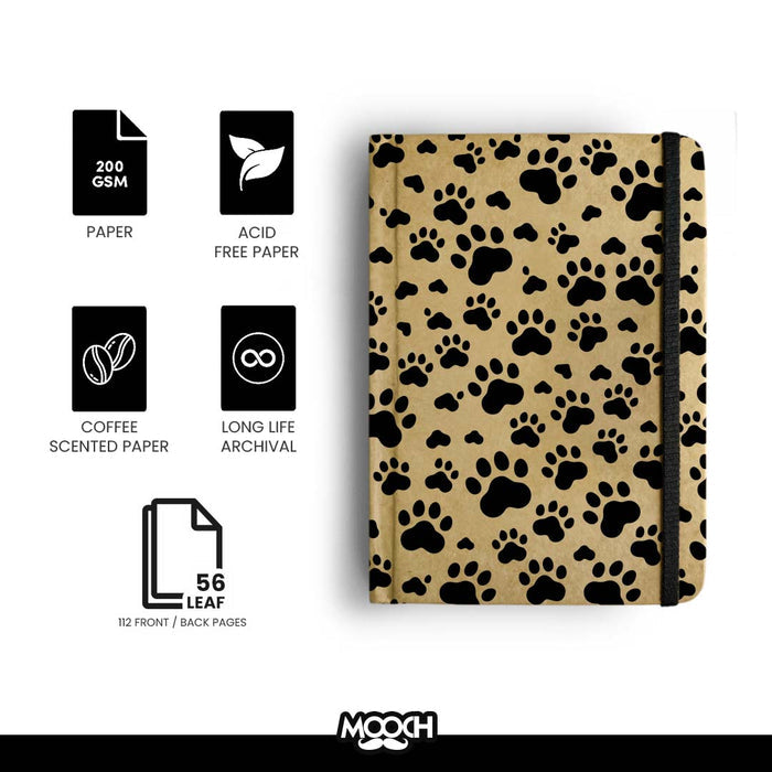 MOOCH – Paw Print A5 Diary | Buff Cartridge Paper | 120 GSM