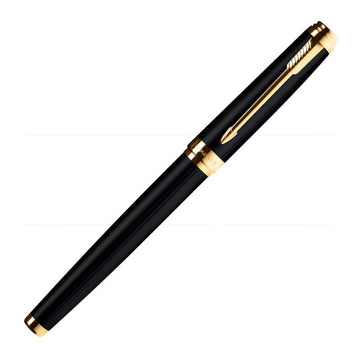 parker-ambient-lacque-black-gold-trim-rollerball-pen-close-view