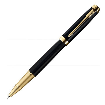 parker-ambient-lacque-black-gold-trim-rollerball-pen-front-view