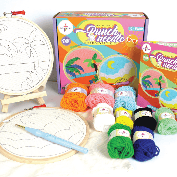 Kalakaram Punch Needle Embroidery Kit | DIY Yarn Art Set