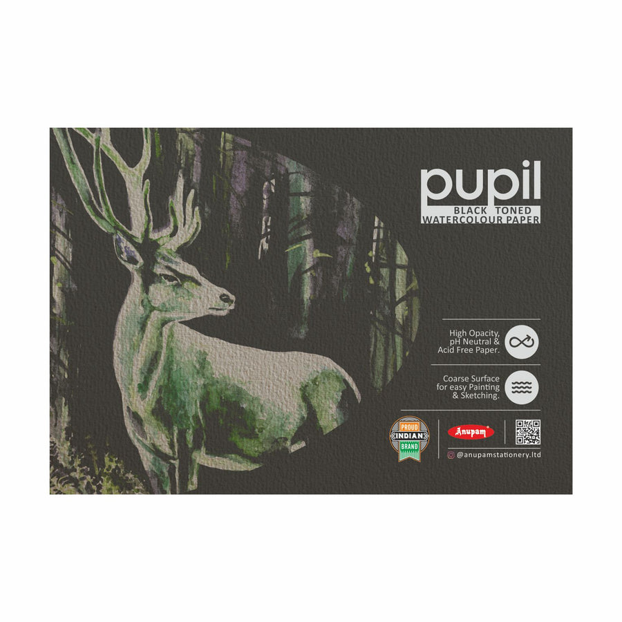 Anupam - Pupil Black Toned Watercolour Paper Book A3/250GSM 12 Sheets