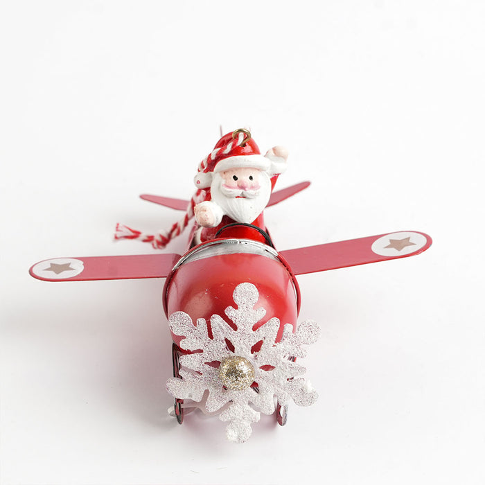 Christmas Metal Hanging – Snowman in Red Airplane Ornament