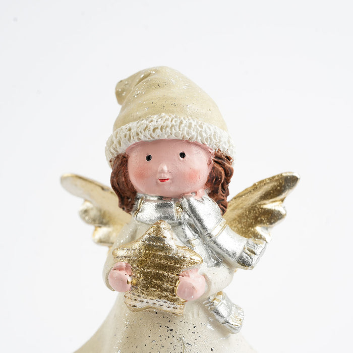 Christmas Angel Showpiece with Golden Star – Decorative Figurine