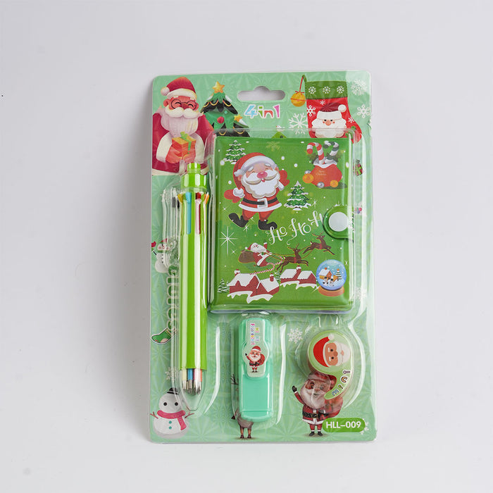 Christmas Stationery Combo Set – Diary, Multi-Color Pen, Highlighter & Deco Tape