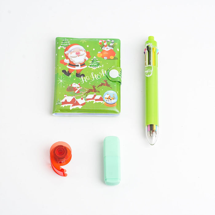 Christmas Stationery Combo Set – Diary, Multi-Color Pen, Highlighter & Deco Tape