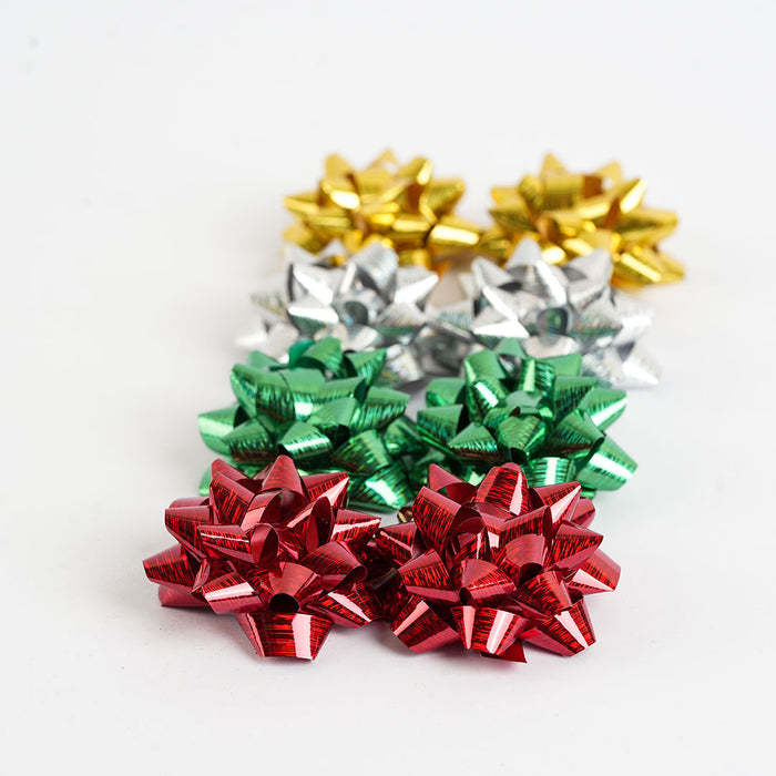 Metallic Gift Bow Decoration Set – 8 Pieces