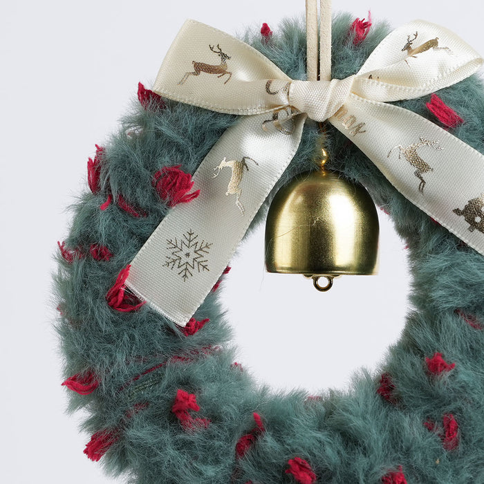 Christmas Decorative Furry Wreath with Bell