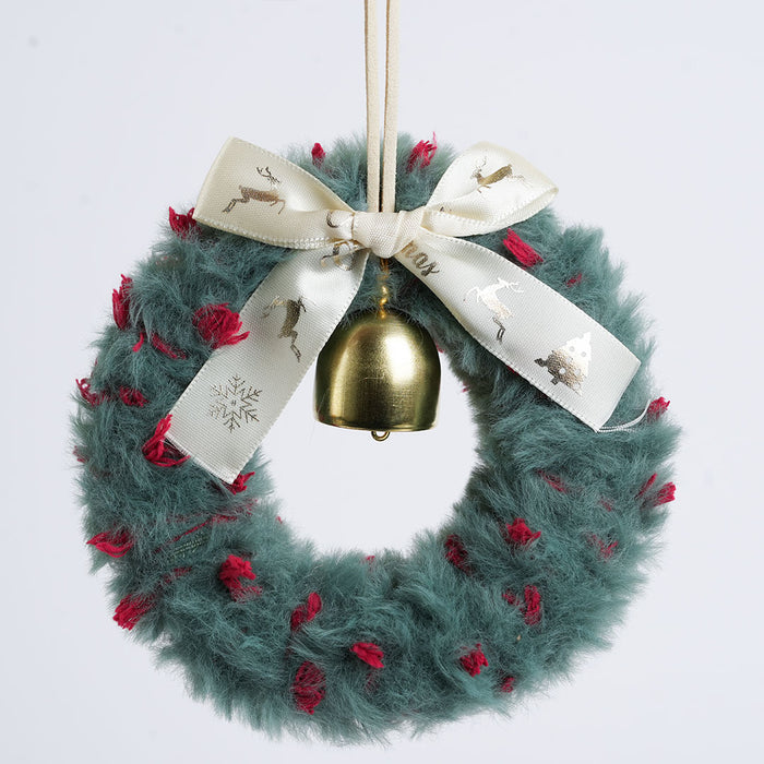 Christmas Decorative Furry Wreath with Bell