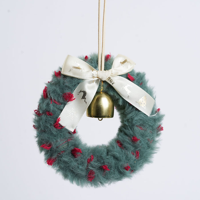 Christmas Decorative Furry Wreath with Bell