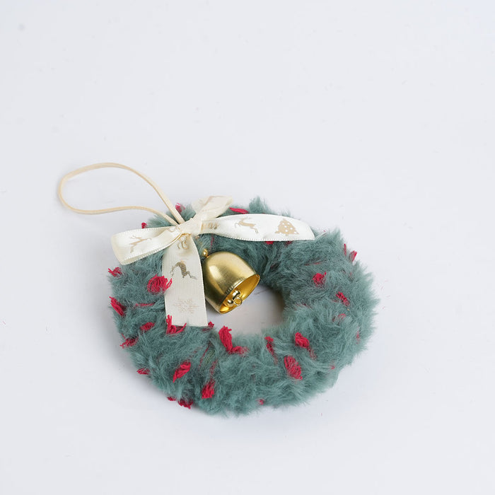 Christmas Decorative Furry Wreath with Bell