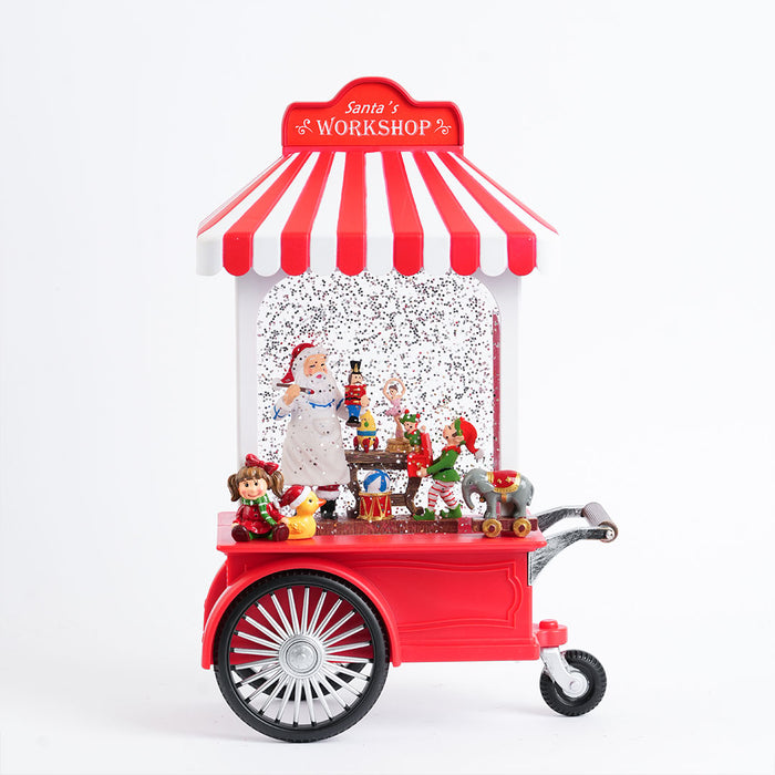 Christmas Snow Globe Showpiece – Santa’s Workshop Cart