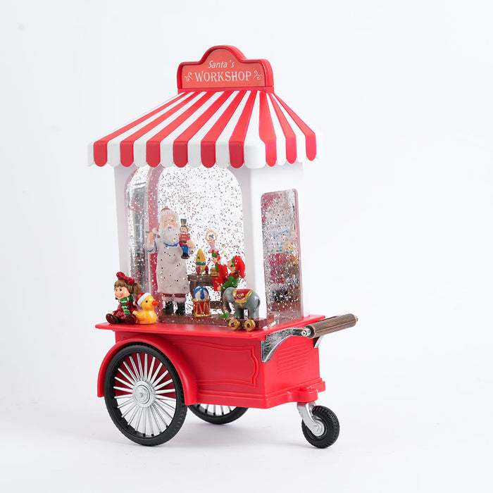 Christmas Snow Globe Showpiece – Santa’s Workshop Cart