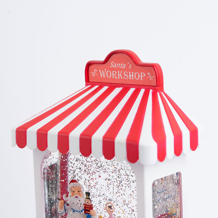 Christmas Snow Globe Showpiece – Santa’s Workshop Cart