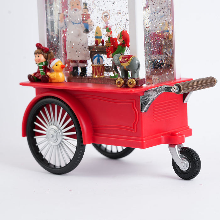 Christmas Snow Globe Showpiece – Santa’s Workshop Cart