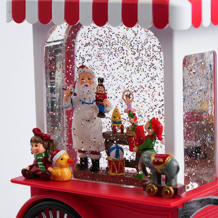 Christmas Snow Globe Showpiece – Santa’s Workshop Cart
