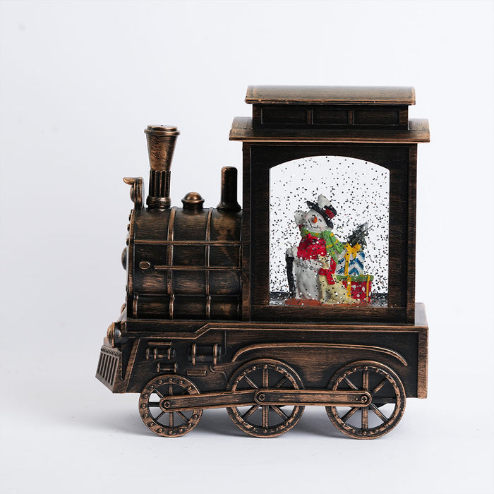 Christmas Snow Water Engine Showpiece with LED Light – Festive Decorative Lantern