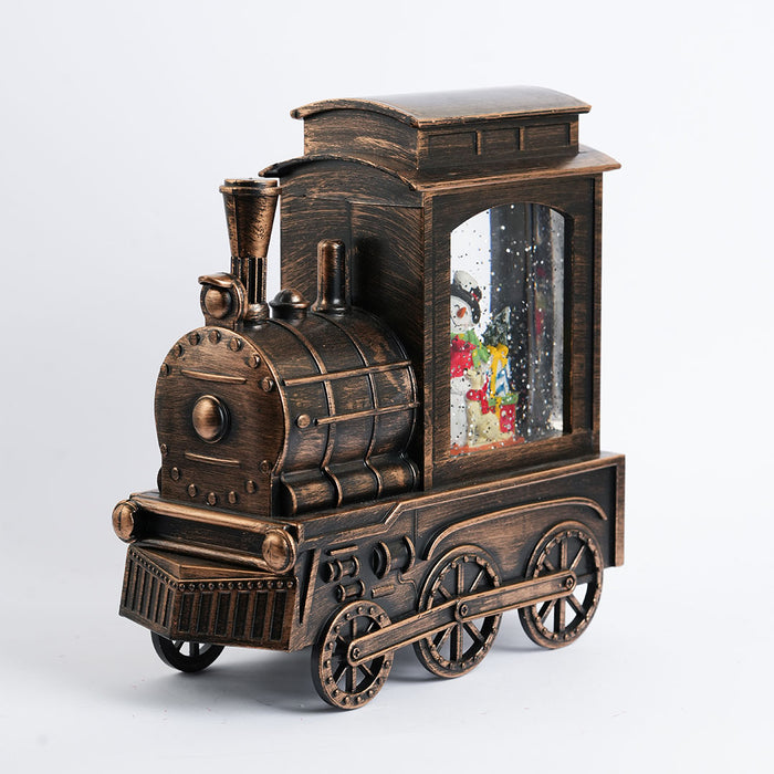 Christmas Snow Water Engine Showpiece with LED Light – Festive Decorative Lantern