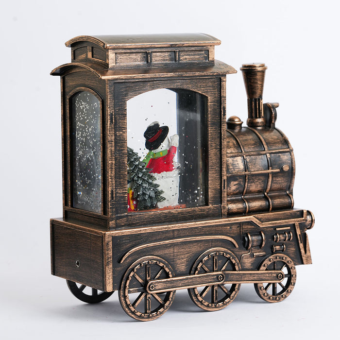 Christmas Snow Water Engine Showpiece with LED Light – Festive Decorative Lantern