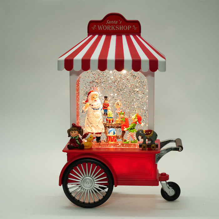 Christmas Snow Globe Showpiece – Santa’s Workshop Cart
