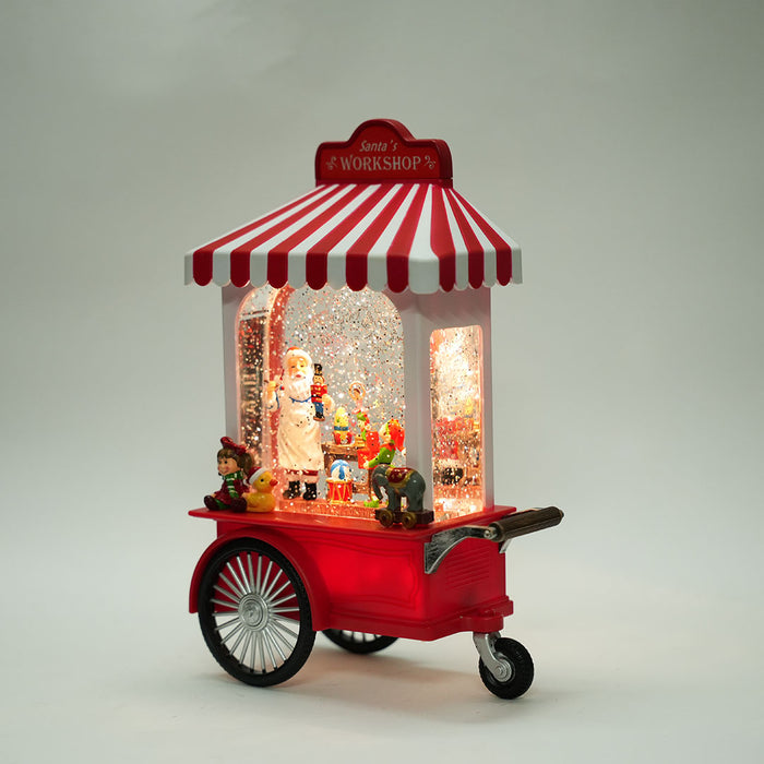 Christmas Snow Globe Showpiece – Santa’s Workshop Cart