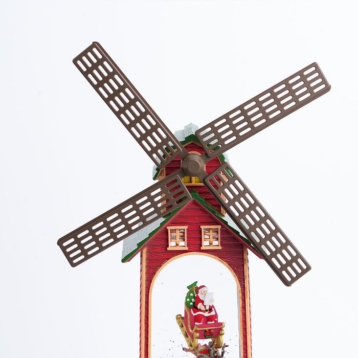 Christmas Snow Water Lantern Windmill Showpiece