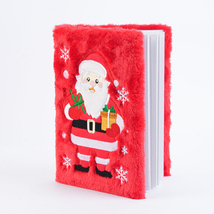 Christmas Santa Plush A5 Ruled Notebook – Soft Cover Diary