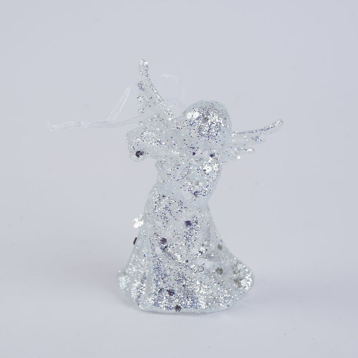 Christmas Angel Hanging Decoration – Silver Glitter Finish