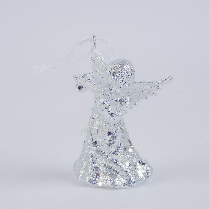 Christmas Angel Hanging Decoration – Silver Glitter Finish