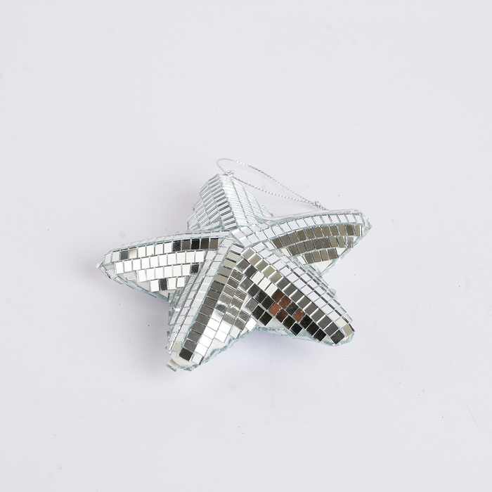 Christmas Hanging Mirror Star Ornament – Silver