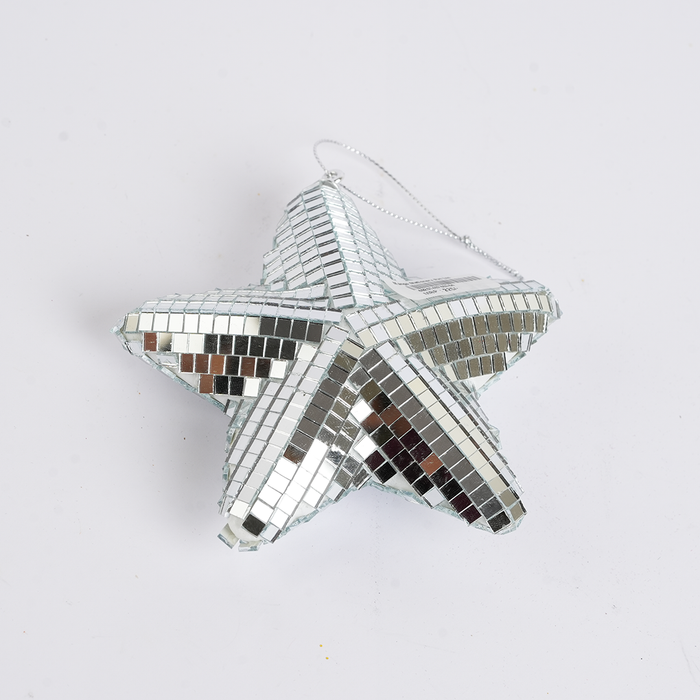 Christmas Hanging Mirror Star Ornament – Silver