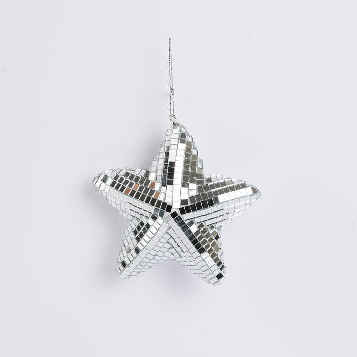 Christmas Hanging Mirror Star Ornament – Silver