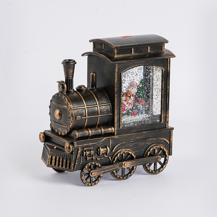 Christmas Showpiece Santa Train with Glitter Snow