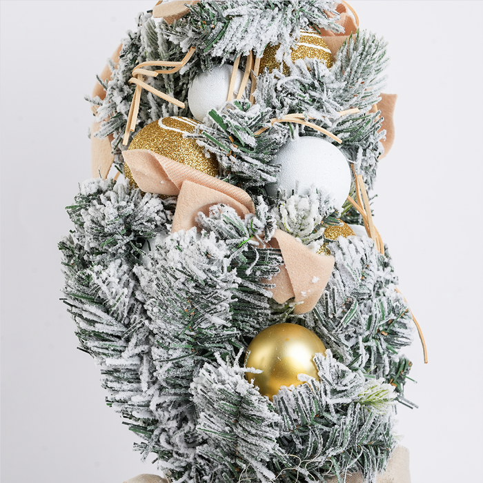 Christmas Decorative Tree with Snow Finish & Ornaments