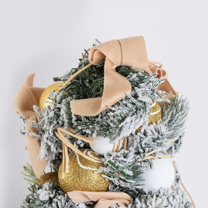 Christmas Decorative Tree with Snow Finish & Ornaments