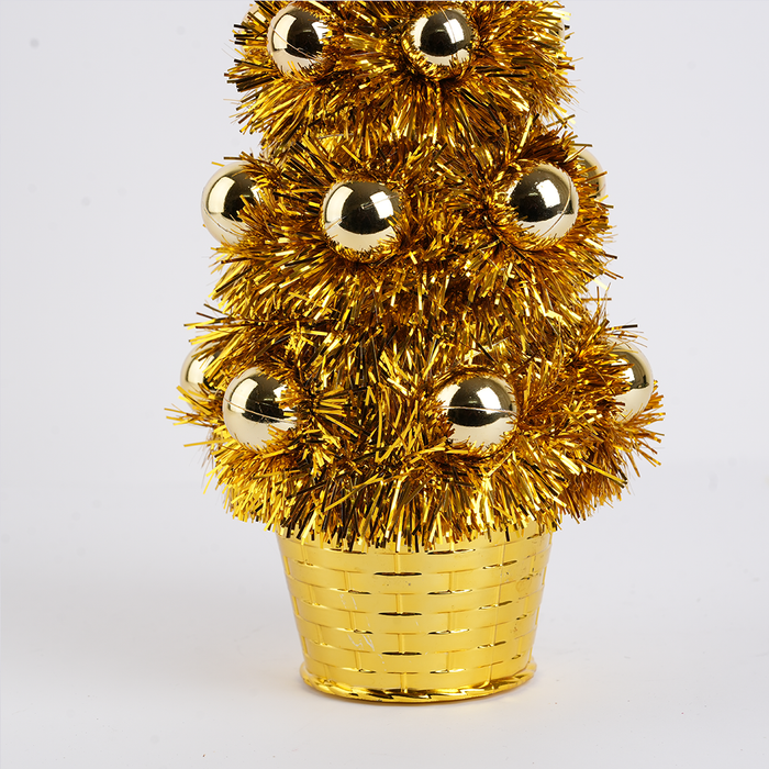 Mini Golden Christmas Tree with LED Lights – Tabletop Decoration