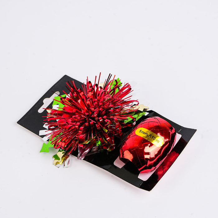 Christmas Ribbon Flower Ball Decoration – Festive Hanging Ornament