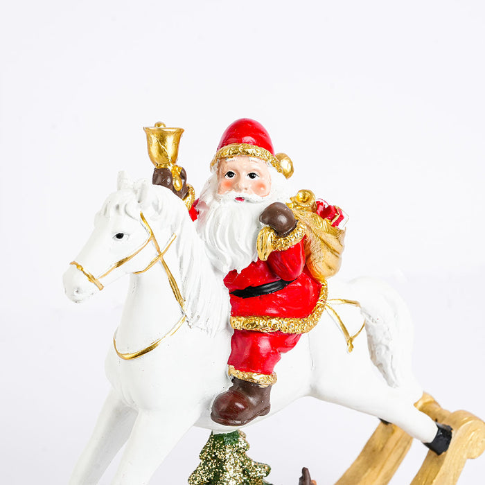 Christmas Santa Rocking Horse Showpiece with Tree & Reindeer