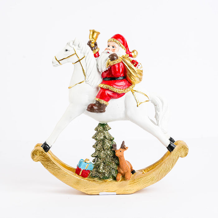 Christmas Santa Rocking Horse Showpiece with Tree & Reindeer