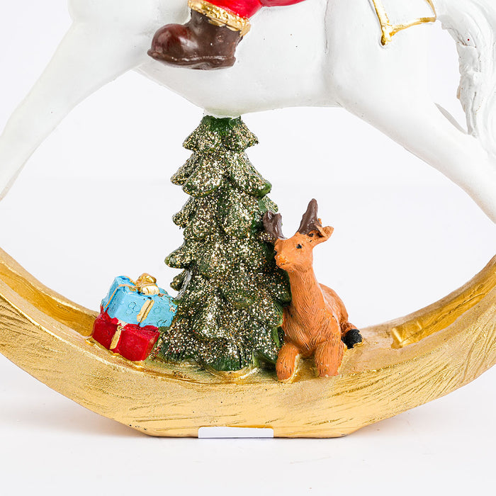Christmas Santa Rocking Horse Showpiece with Tree & Reindeer