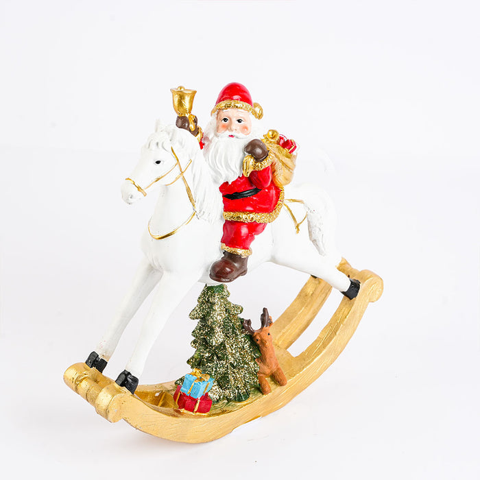 Christmas Santa Rocking Horse Showpiece with Tree & Reindeer